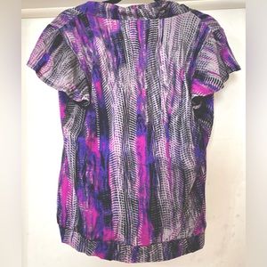 Worthington XL Puffy Blouse Multicolor Purple, Pink, Black